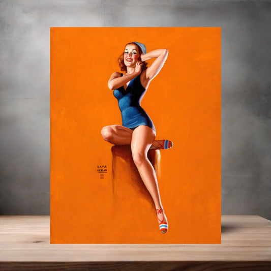Earl Moran Pin-up girl poster with multiple size and finish options. Up and Cunning
