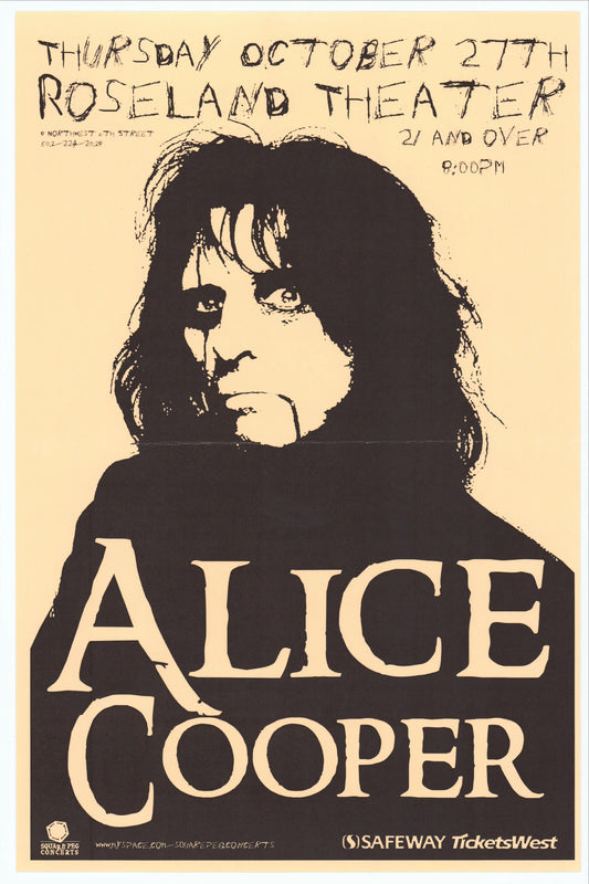 Concert poster with multiple size and finish options. Alice Cooper Roseland Theater
