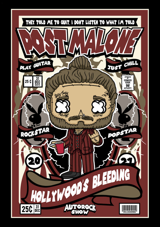Funko Pop poster with multiple size and finish options. Post Malone