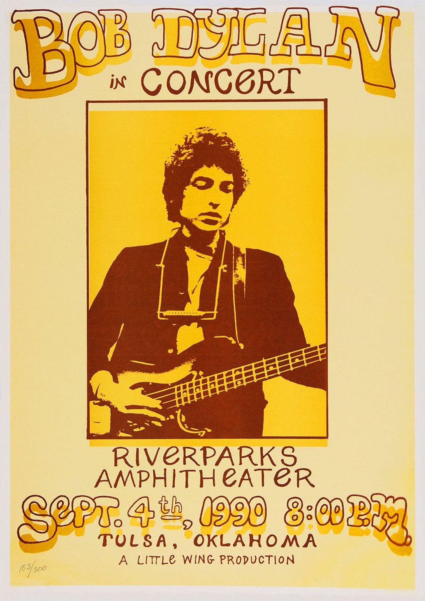 Concert poster with multiple size and finish options. Bob Dylan Tulsa Oklahoma