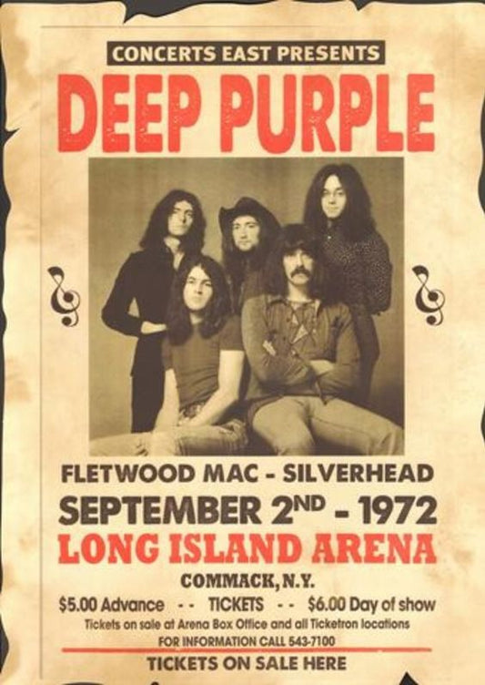 Concert poster with multiple size and finish options. Deep Purple Long Island Arena