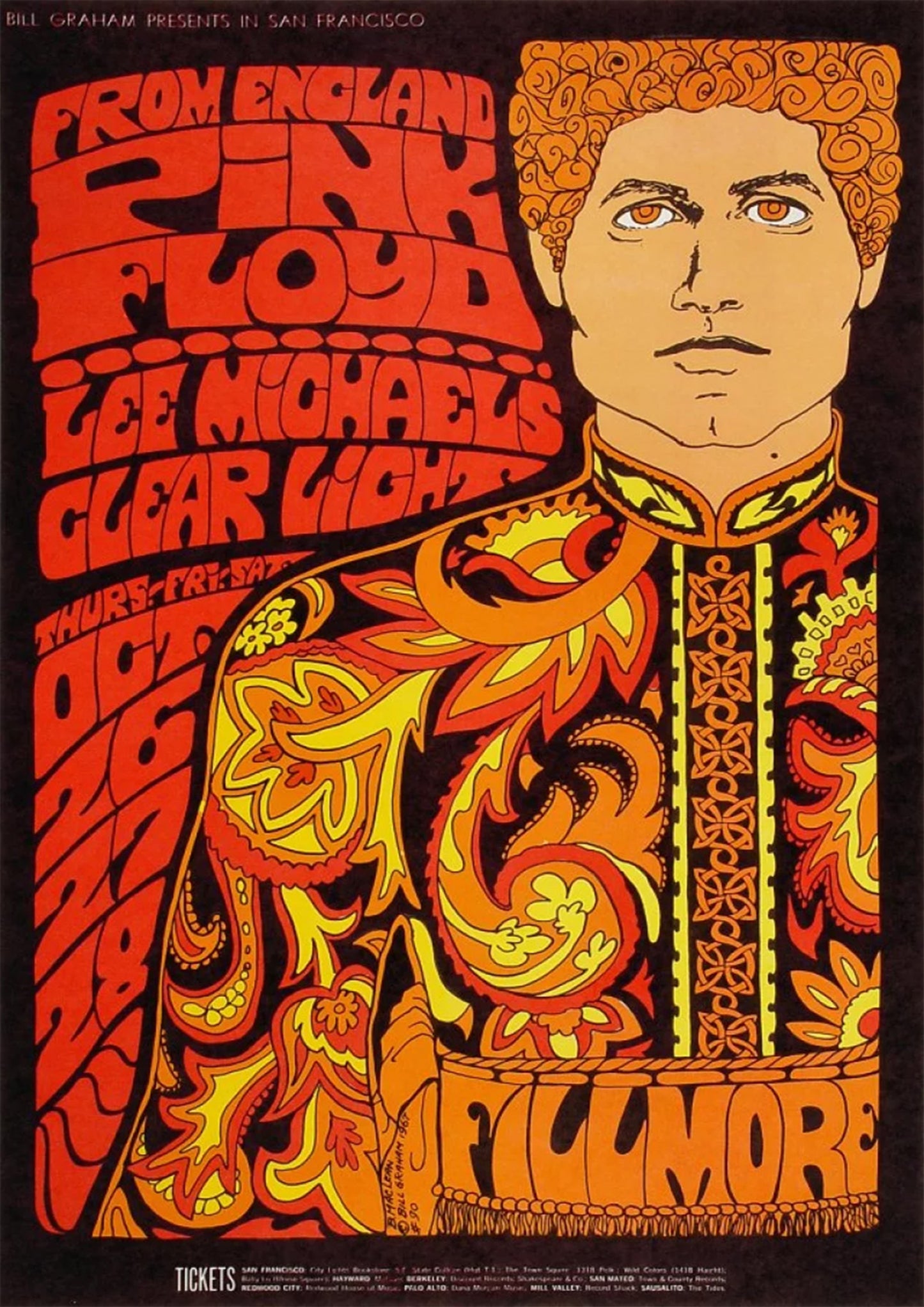 Concert poster with multiple size and finish options. Pink Floyd Fillmore