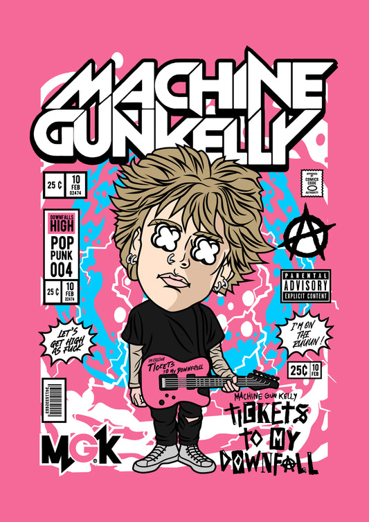 Funko Pop poster with multiple size and finish options. Machine Gun Kelly
