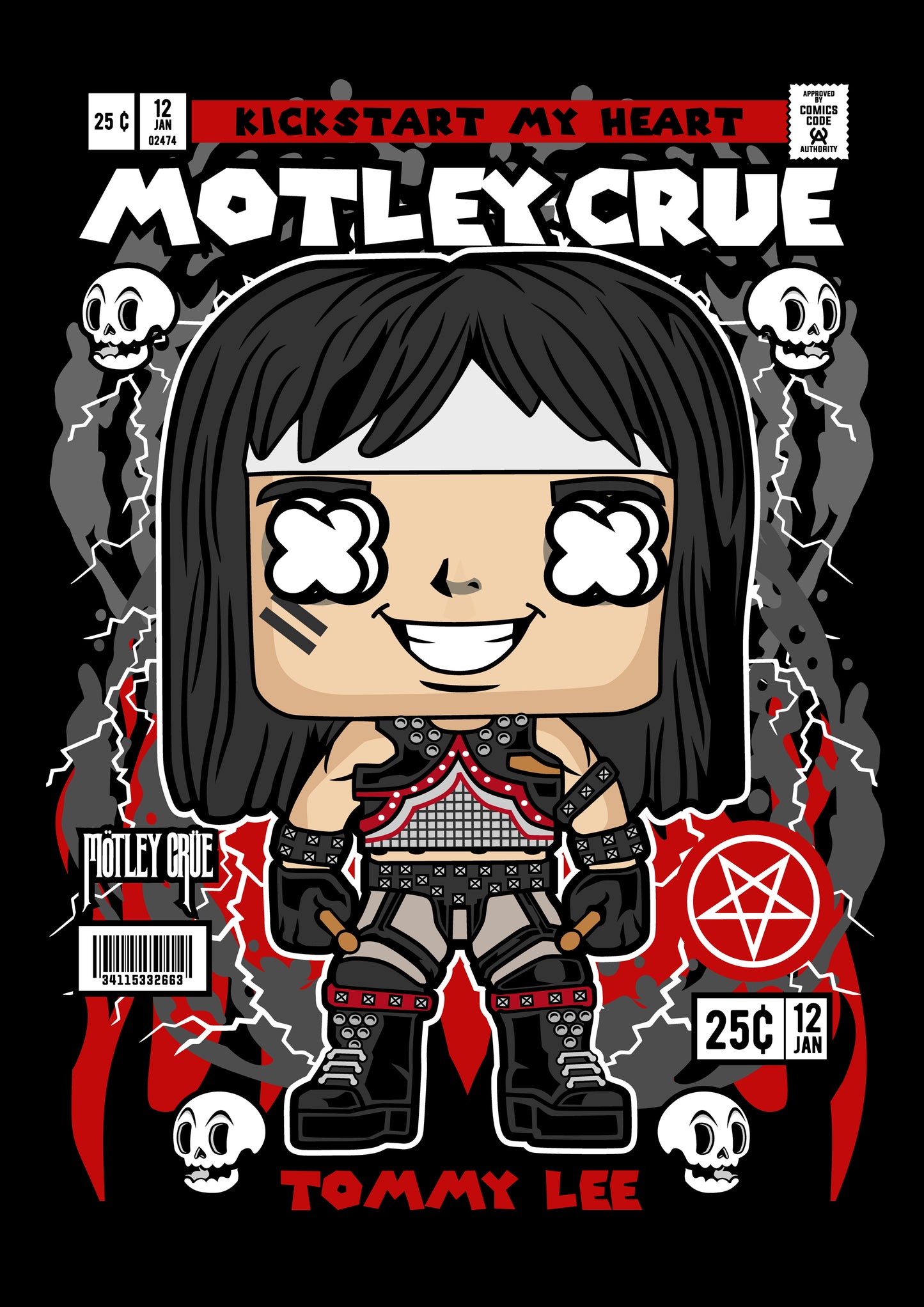 Funko Pop poster with multiple size and finish options. Motley Crue v2